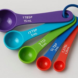 Premium Colorful Plastic Measuring Spoons Set Dual Metric Markings Kitchen Utensil Kit For Baking Cooking Liquid Dry
