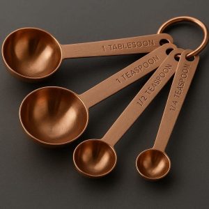 Elegant Copper Plated Stainless Steel Measuring Spoons Set Heavy Duty Metal Spoons For Modern Kitchen Decor Gift
