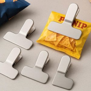 Professional Magnetic Stainless Steel Bag Clips Heavy Duty Food Sealing Clamps For Chip Bags Snack Pouches Kitchen Organization